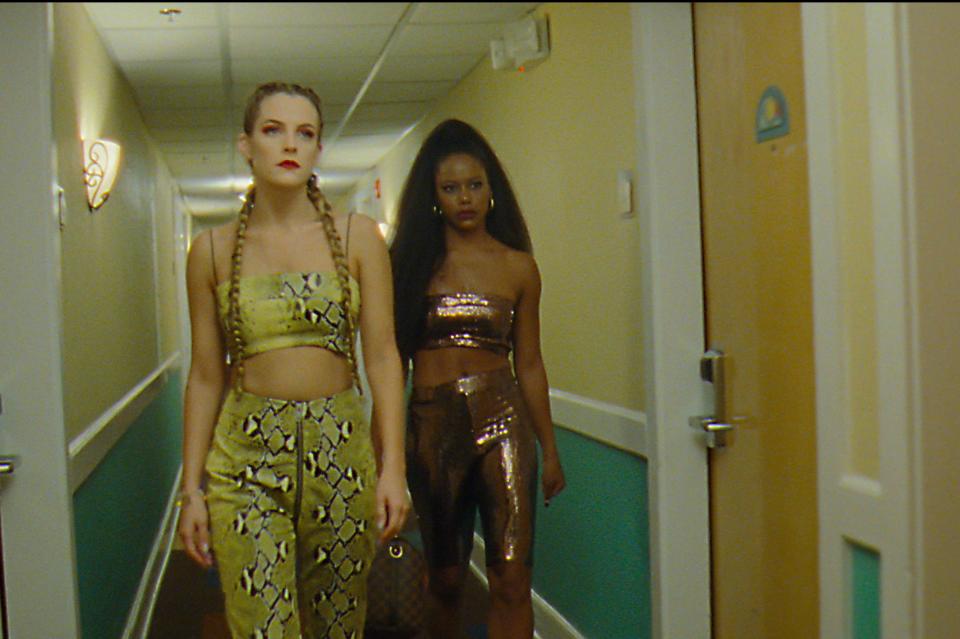 Riley Keough as Stefani and Taylour Paige as Zola (A24)