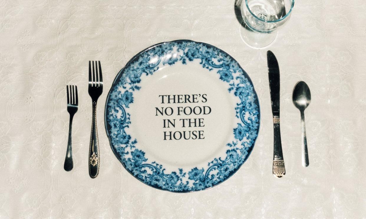 <span>The North Paddington food bank campaign features artwork and slogan T-shirts produced by the British artist Corbin Shaw to raise public awareness.</span><span>Photograph: No Food in the House.</span>