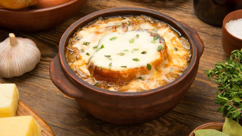 French onion soup in bowl