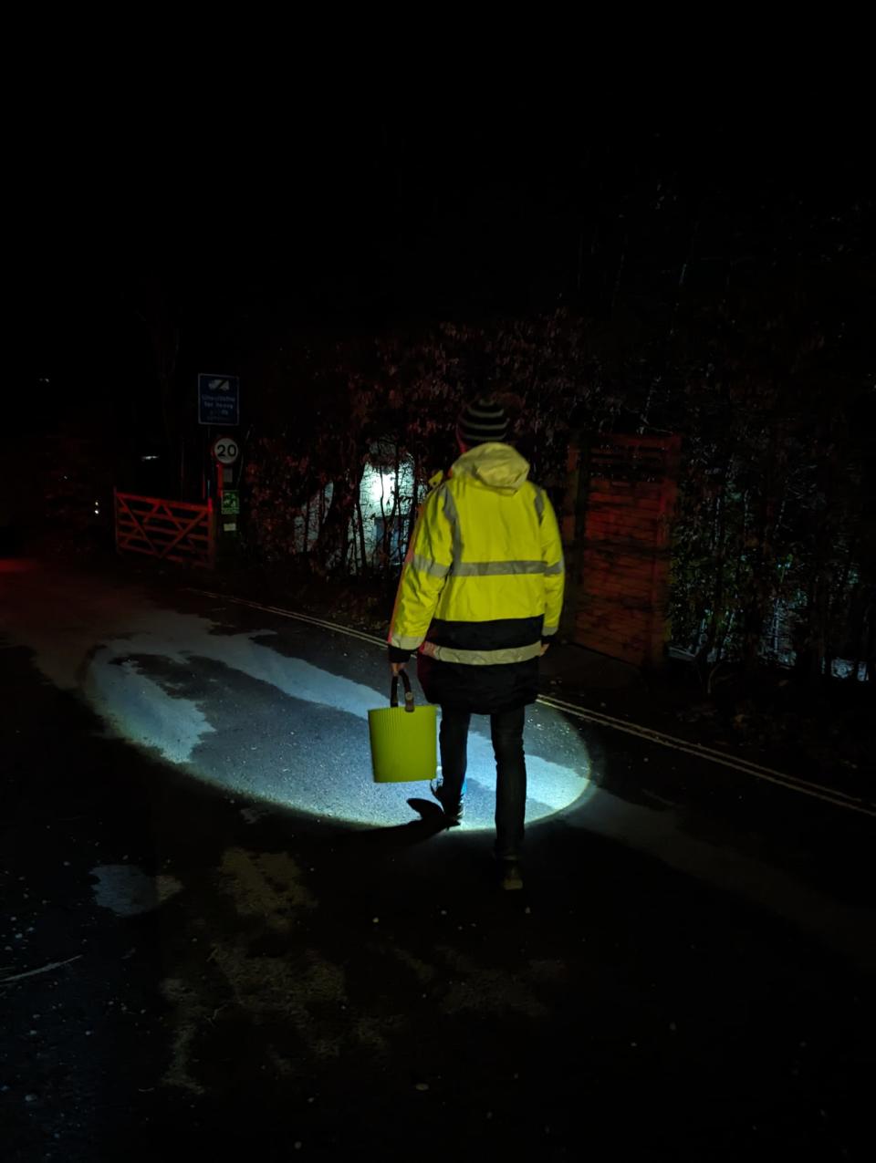 A volunteer out on the Charlcombe Toad Patrol  earlier this year (Charlcombe Toad Rescue/PA) 