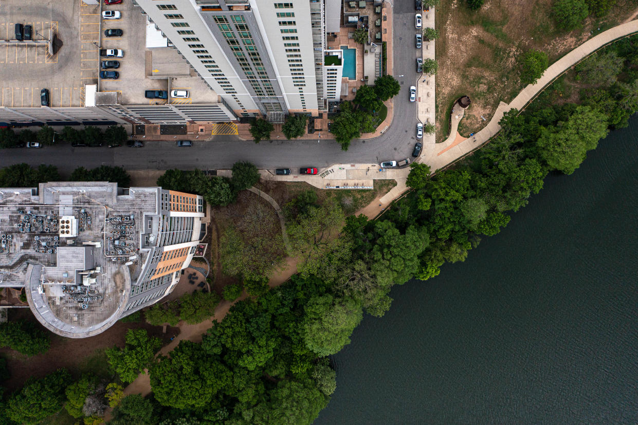 A hike-and-bike trail along Lady Bird Lake is feet from the end of Rainey Street. Two bodies have been recovered along the lake's shore near Rainey Street and East Avenue in the past six weeks.