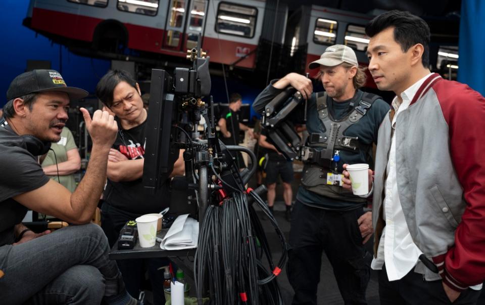 Shooting the bus scene in “Shang-Chi.”