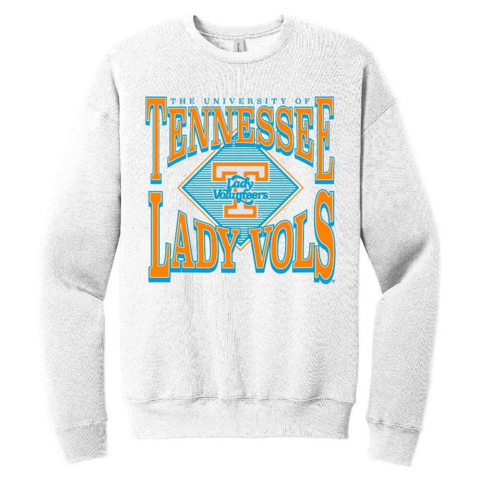 A Tennessee Lady Volunteers sweatshirt with a diamond logo. It's sold at Alumni Hall.