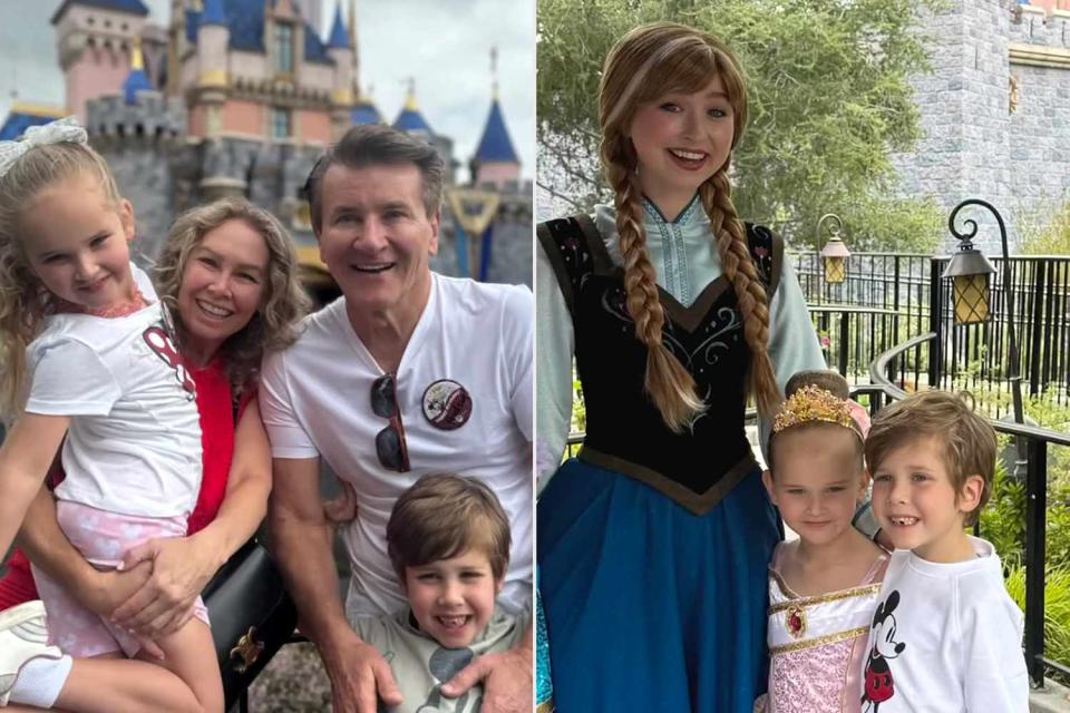 <p>Kym Johnson-Herjavec/Instagram</p> Kym Johnson (center left) and Robert Herjavec with their children Haven (left) and Hudson; Haven and Hudson with a Disney employee