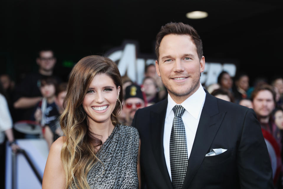 LOS ANGELES, CA - APRIL 22:  (L-R) Katherine Schwarzenegger and Chris Pratt attend the Los Angeles World Premiere of Marvel Studios' "Avengers: Endgame" at the Los Angeles Convention Center on April 23, 2019 in Los Angeles, California.  (Photo by Rich Polk/Getty Images for Disney)