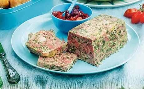 Ham hock terrine with spicy beetroot relish