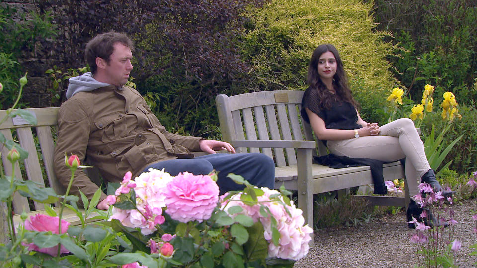 FROM ITV

STRICT EMBARGO 
Print media - No Use Before Tuesday 13th July 2021
Online Media - No Use Before Tuesday 13th July 2021

Emmerdale - Ep 9103

Monday 19th July 2021 

Meena Jutla [PAIGE SANDHU]  finds a dishevelled Liam Cavanagh [JONNY McPHERSON] slumped on a bench at the crematorium. As she apologises for his loss, Liam has no idea heÕs sat by his daughterÕs killer. 

Picture contact David.crook@itv.com 

This photograph is (C) ITV Plc and can only be reproduced for editorial purposes directly in connection with the programme or event mentioned above, or ITV plc. Once made available by ITV plc Picture Desk, this photograph can be reproduced once only up until the transmission [TX] date and no reproduction fee will be charged. Any subsequent usage may incur a fee. This photograph must not be manipulated [excluding basic cropping] in a manner which alters the visual appearance of the person photographed deemed detrimental or inappropriate by ITV plc Picture Desk. This photograph must not be syndicated to any other company, publication or website, or permanently archived, without the express written permission of ITV Picture Desk. Full Terms and conditions are available on  www.itv.com/presscentre/itvpictures/terms