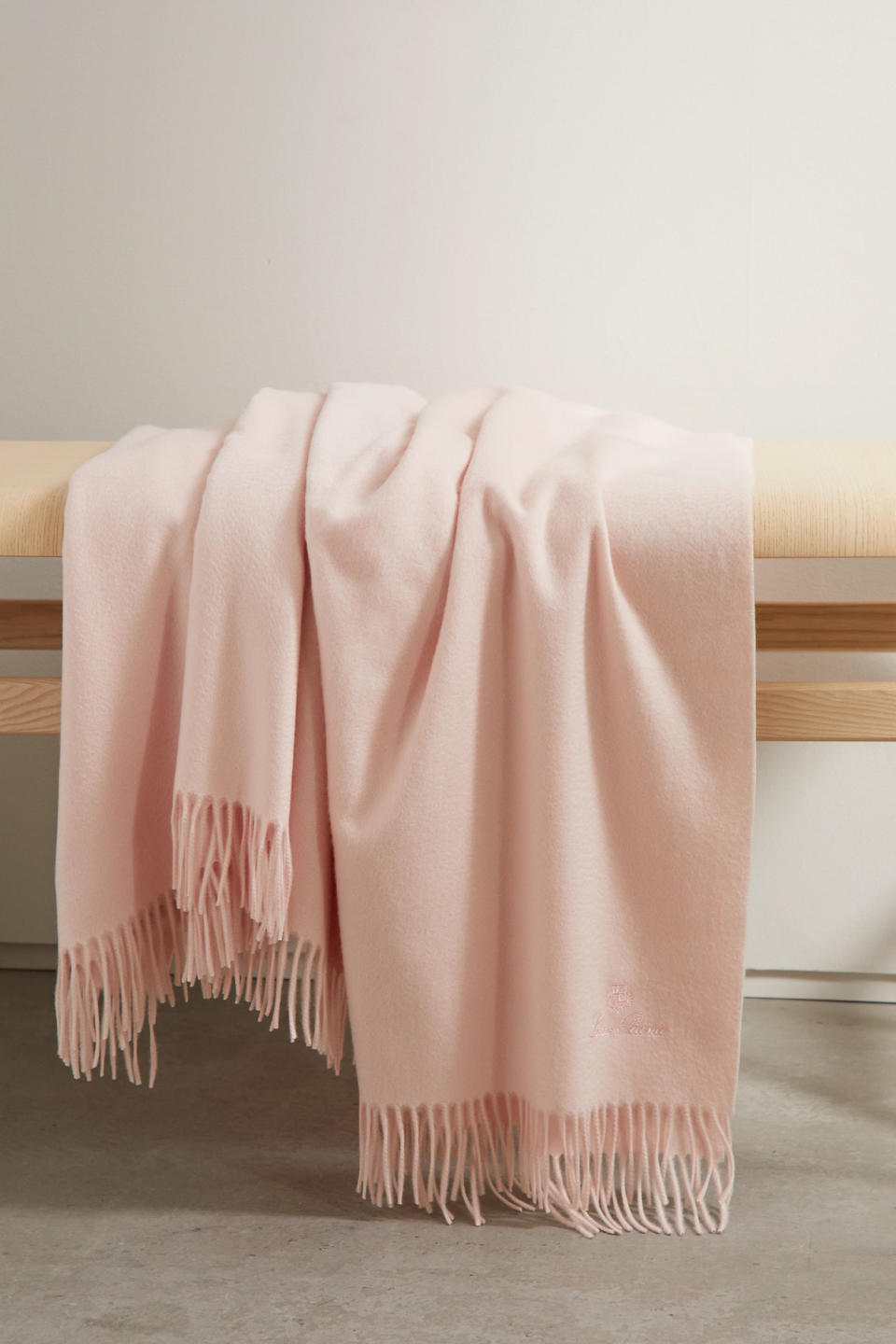 Fringed Embroidered Cashmere Throw