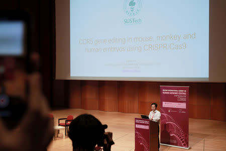 FILE PHOTO: Scientist He Jiankui attends the International Summit on Human Genome Editing at the University of Hong Kong in Hong Kong, China November 28, 2018. REUTERS/Holly Chik/File Photo