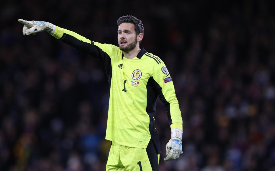 Scotland goalkeeper Craig Gordon during the 2022 FIFA World Cup Qualifier match between Scotland and Denmark at Hampden Park