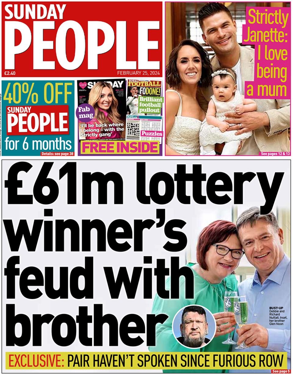 The front page of the Sunday People