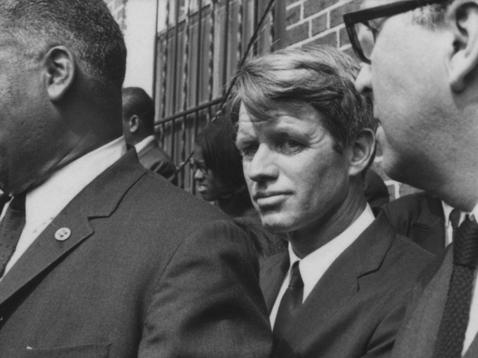 Robert Kennedy at the funeral of Martin Luther King Jr. in Atlanta, Georgia, in 1968.