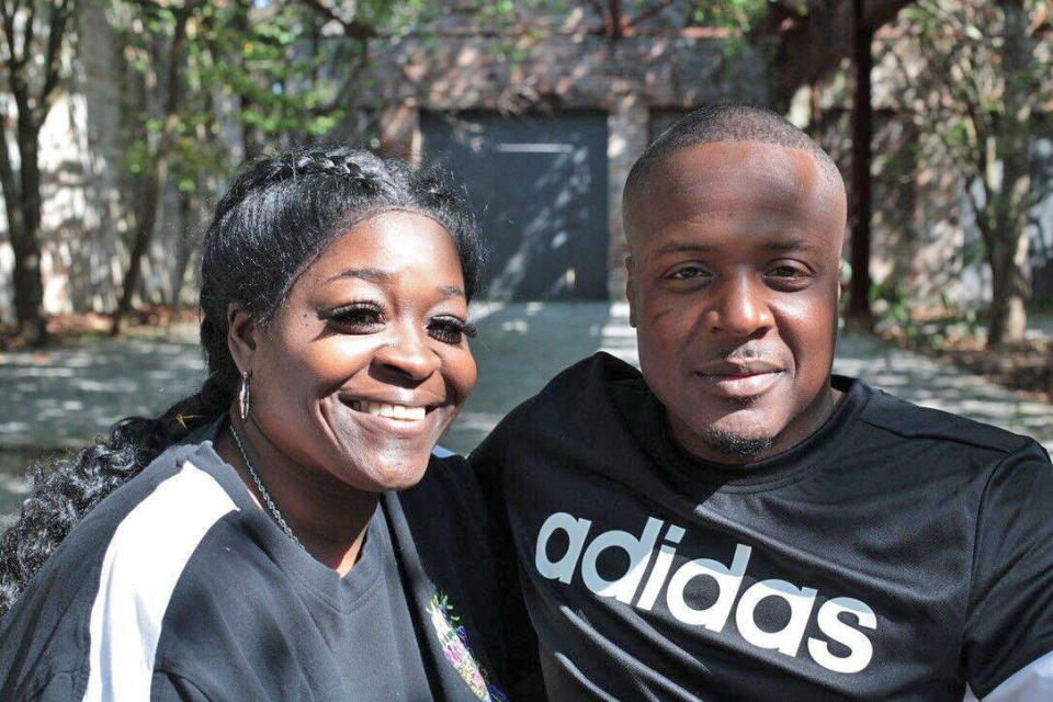 Jermaine Hudson, pictured with his fiancée, Latinya Darensbourg, won his freedom from a Louisiana prison in March 2021. (The Promise of Justice Initiative)