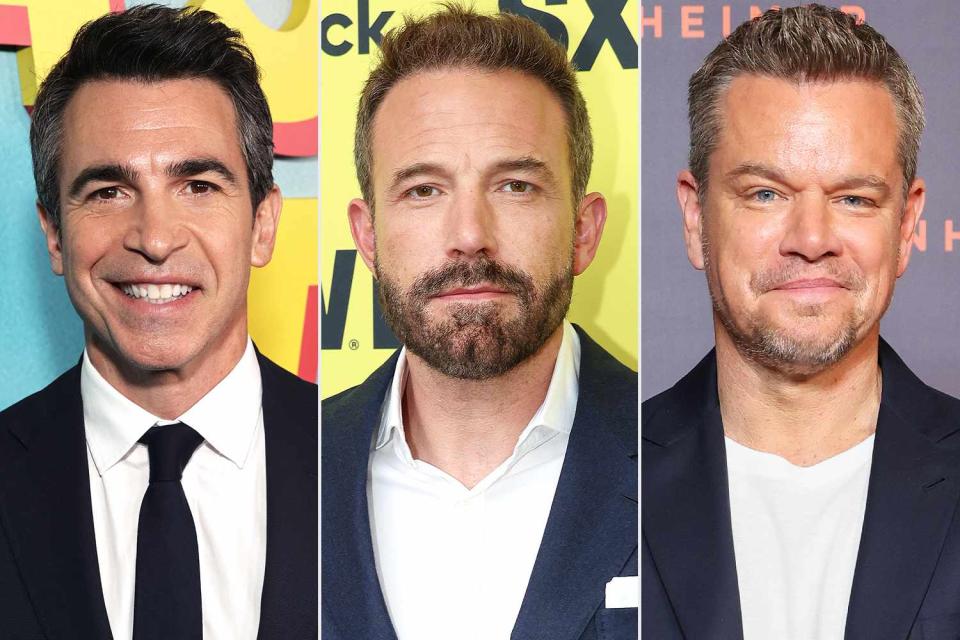 <p>Todd Williamson/Peacock; Gary Miller/WireImage; Pierre Suu/WireImage</p> Chris Messina, Ben Affleck and Matt Damon