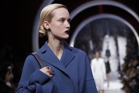 A model presents a creation by Swiss designers Serge Ruffieux and Lucie Meier as part of their Fall/Winter 2016/2017 women's ready-to-wear collection show for fashion house Dior in Paris, France, March 4, 2016. REUTERS/Benoit Tessier