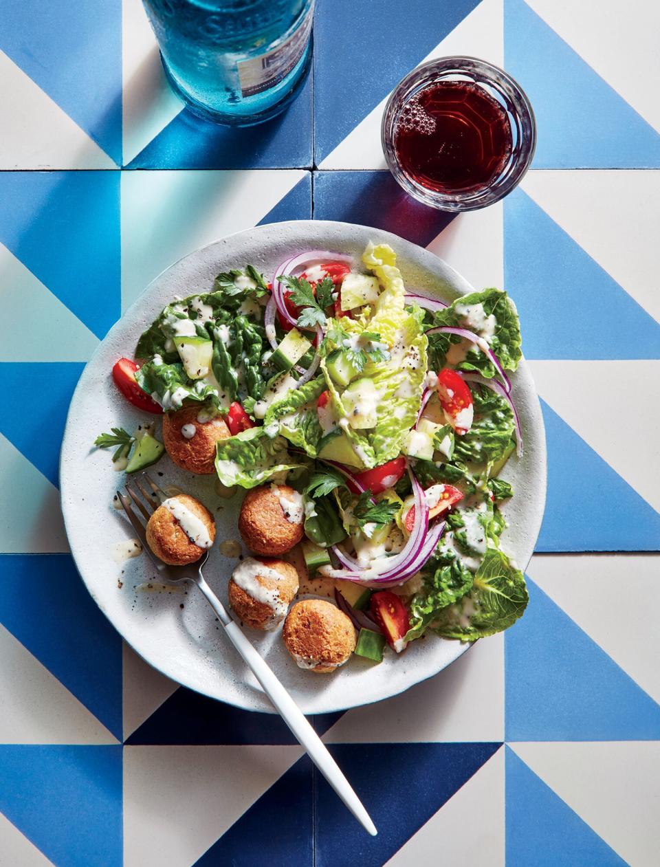 November: Chickpea “Meatballs” with Crunchy Romaine Salad