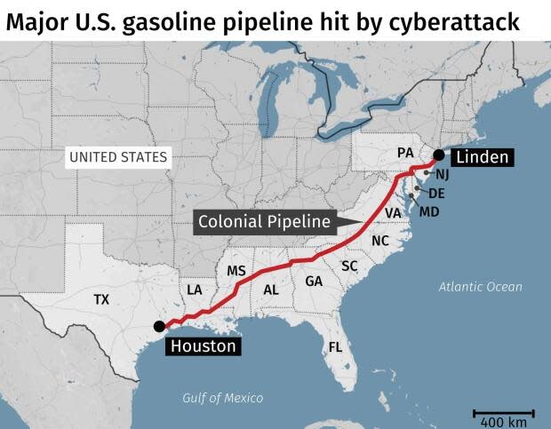 Gasoline prices on the Eastern Seaboard of the U.S. are spiking because of the shutdown of a key pipeline that carries gasoline from the Gulf Coast to as far away as the New York area.