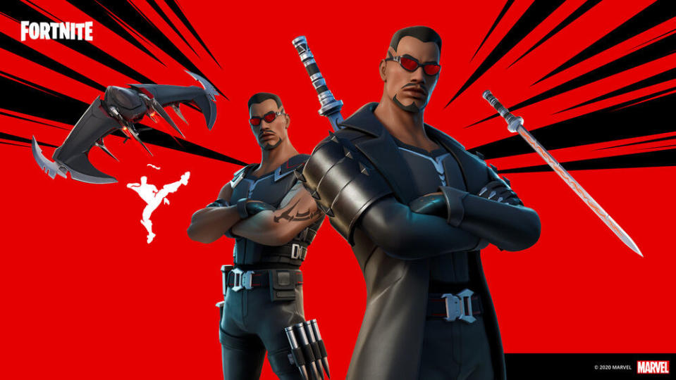 Fortnite's Blade outfit poses in promotional poster