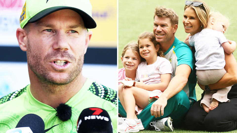 David Warner, pictured here ahead of his return to the BBL with Sydney Thunder.