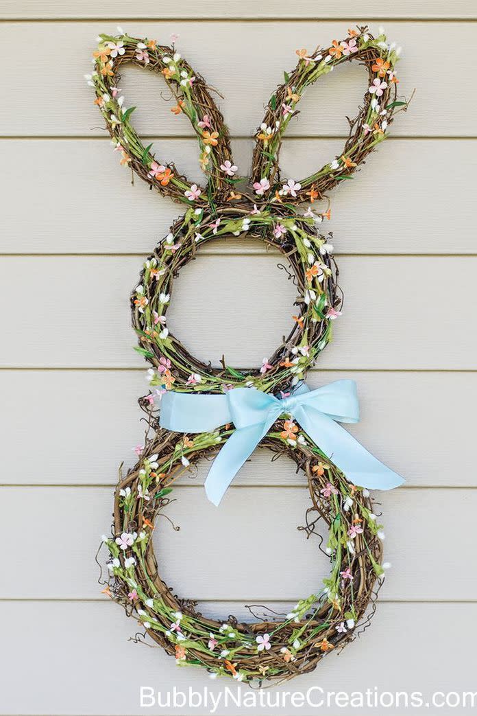 easter decoration like a bunny shaped wreath