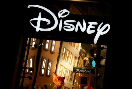 FILE PHOTO: The logo of the Disney store on the Champs Elysee is seen in Paris, France, March 3, 2016. REUTERS/Jacky Naegelen/File Photo