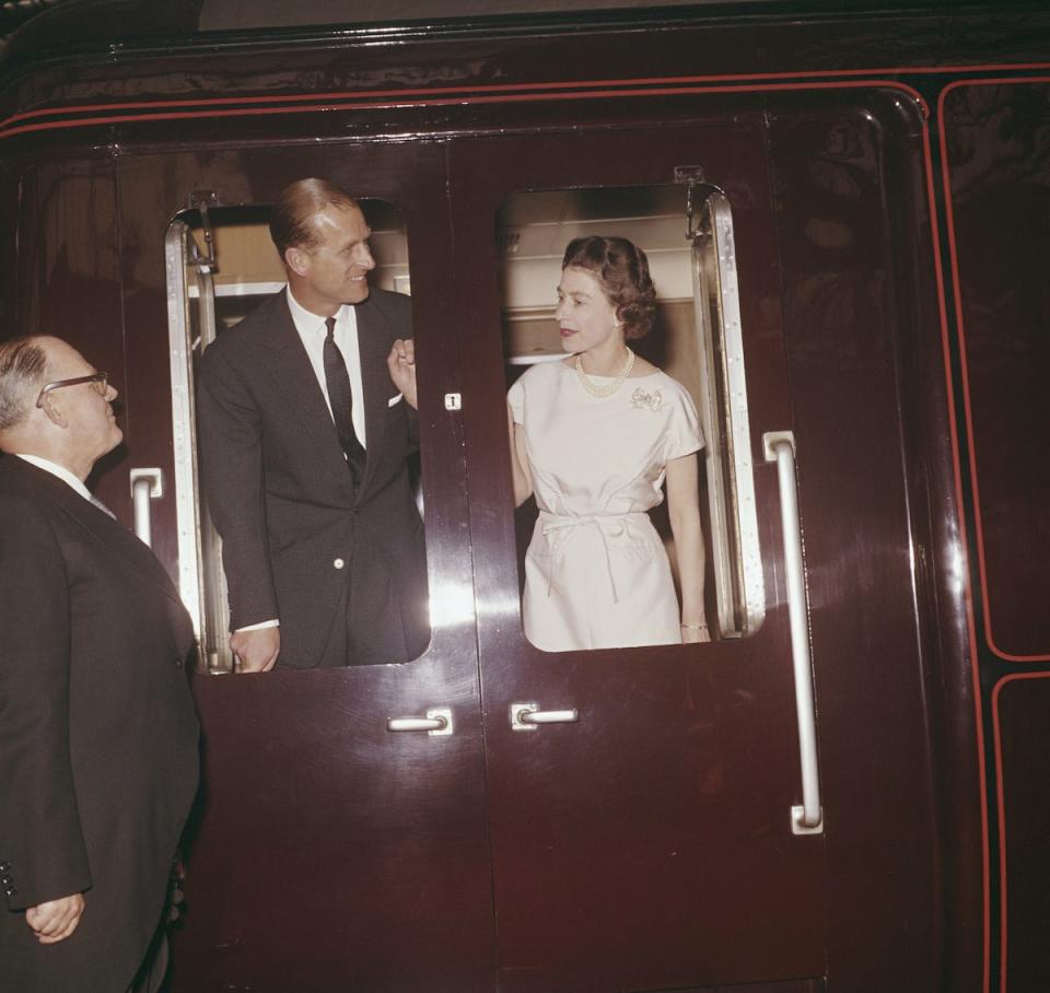 Queen and Philip Manchester train