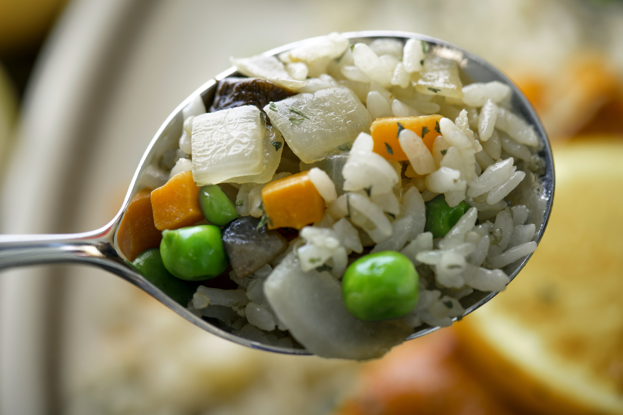 Closeup of vegetable fried rice 