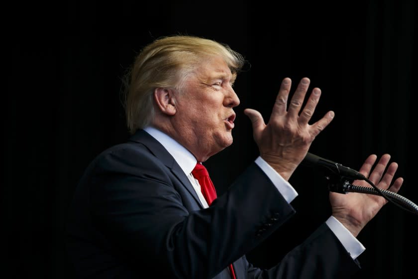 Then-candidate Donald Trump speaks at a campaign rally in Henderson, Nev., on Oct. 5, 2016. (Marcus Yam / Los Angeles Times)