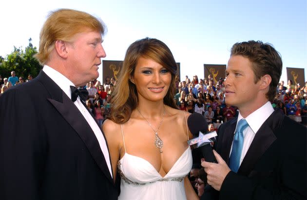 Donald Trump and then-fiancee Melania Knauss are interviewed by 