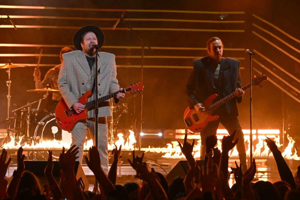 <p>Bryan Bedder/Variety via Getty</p> Fall Out Boy at the 2023 MTV VMAs