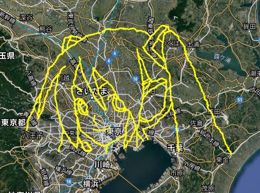 Yasushi其他GPS繪圖作品。（圖／翻攝自yassan's gps drawing project）