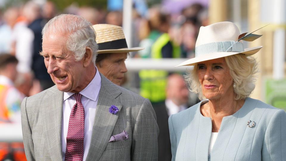 King Charles III and Queen Camilla during the Betfred St Leger Festival at Doncaster Racecourse.