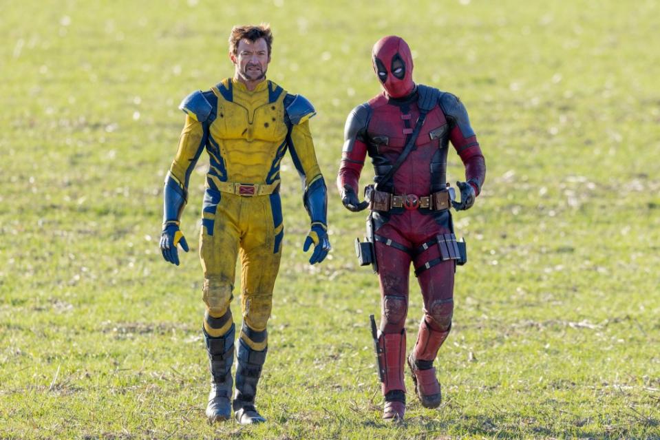 Disney is hoping that “Deadpool & Wolverine,” starring Hugh Jackman and Ryan Reynolds, will change their fortunes. Bav Media / SplashNews.com