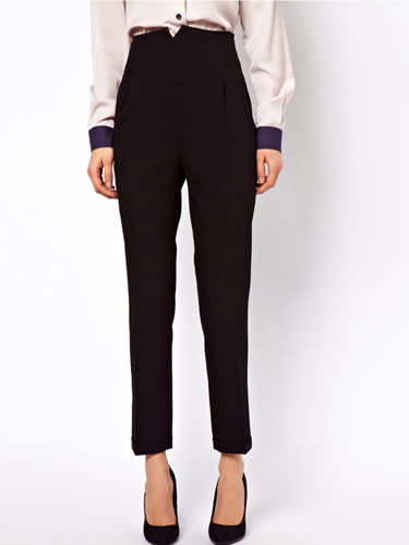 <div class="caption-credit"> Photo by: Courtesy of the Company</div><div class="caption-title">High-waisted pants</div>Forget sky-high stilettos. "A pair of high-waisted pants with a flared leg flatters a woman's length, even when she doesn't have much of it," says Thomson. Whereas many pants sit at your hips, the widest point of your midsection, a high-waisted pair puts the focus on its narrowest area, right below your ribcage. "If you're self-conscious about your stomach, a belly-taming foundation matters," adds Thomson. <br> <br> High Waist Pants, $50.63; Asos. <br> <br> <ul> <li> <b><a rel="nofollow noopener" href="http://www.redbookmag.com/beauty-fashion/tips-advice/flattering-jeans-for-every-body-type?link=jeans&dom=yah_life&src=syn&con=blog_redbook&mag=rbk" target="_blank" data-ylk="slk:The Best Jeans for Your Body;elm:context_link;itc:0;sec:content-canvas" class="link ">The Best Jeans for Your Body</a></b> </li> <li> <a rel="nofollow noopener" href="http://www.redbookmag.com/beauty-fashion/tips-advice/fall-bags?link=fallbags&dom=yah_life&src=syn&con=blog_redbook&mag=rbk" target="_blank" data-ylk="slk:83 Fall Handbags Under $100;elm:context_link;itc:0;sec:content-canvas" class="link "><b>83 Fall Handbags Under $100</b></a> </li> </ul>