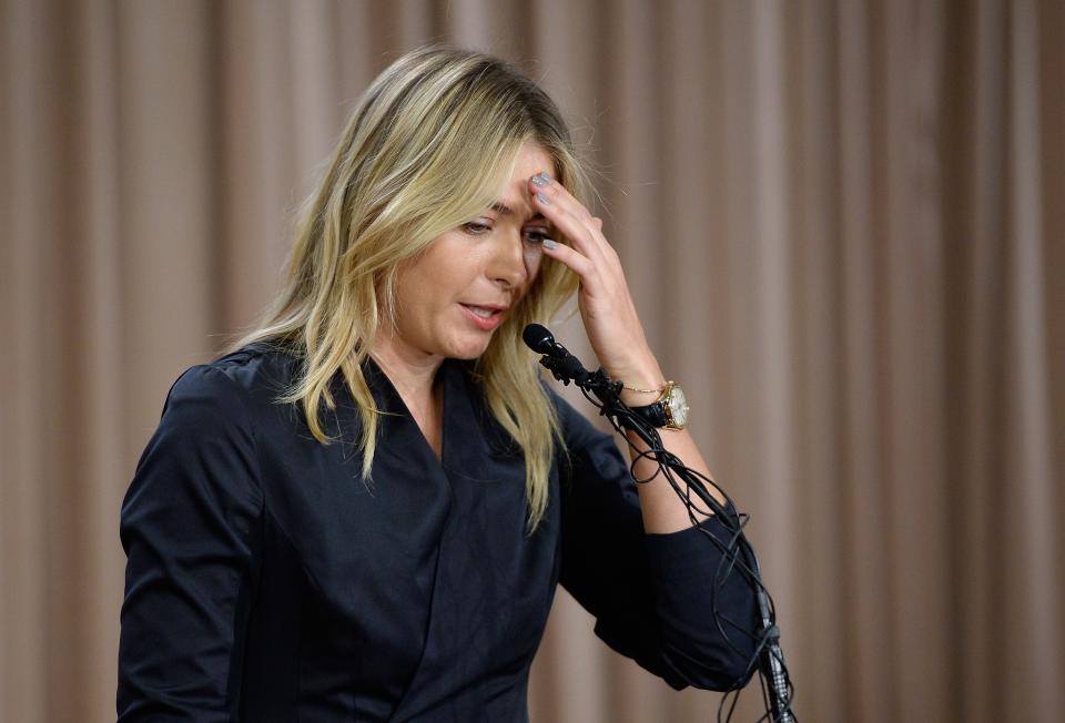 Maria Sharapova reacts after revealing she has failed a drug test: Getty Images