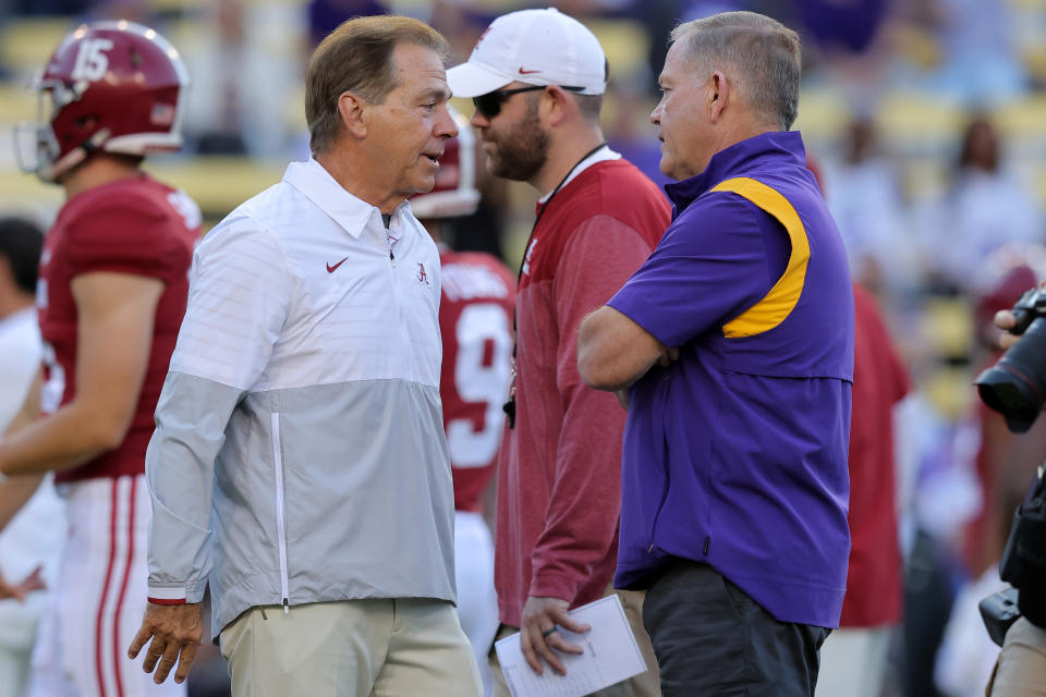 Brian Kelly stands between Nick Saban and the playoffs. (Jonathan Bachman/Getty Images)