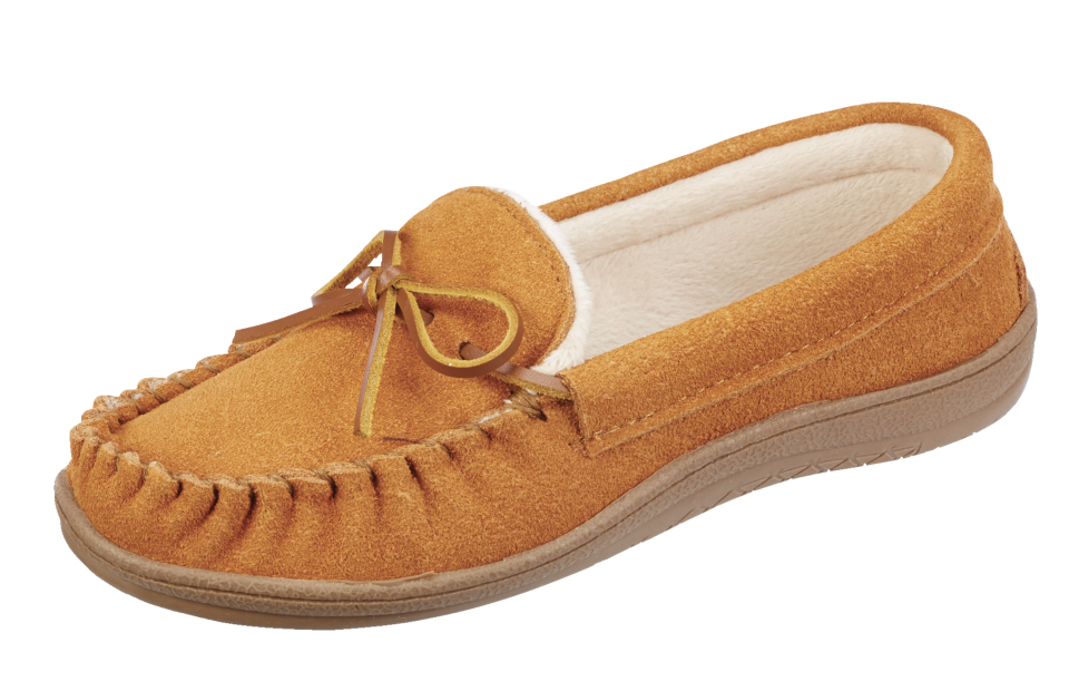 Outbound Women's Fleece Lined Leather House Slippers. Image via Canadian Tire.