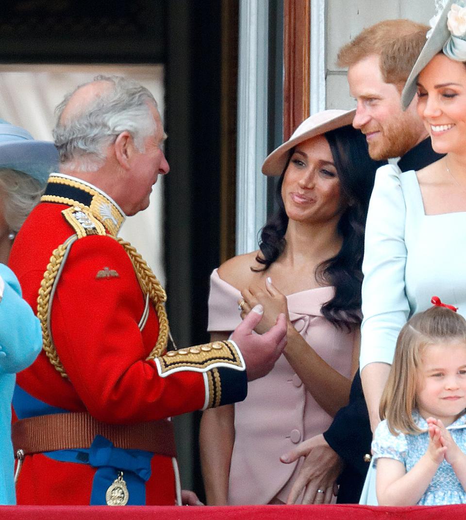 Prince Charles, Prince of Wales, Meghan, Duchess of Sussex and Prince Harry, Duke of Sussex