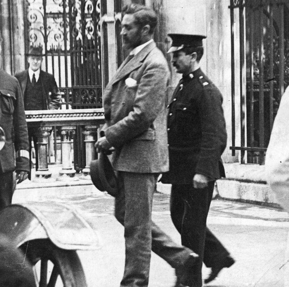 Sir Roger Casement being escorted to the gallows at Pentonville Prison, in north London, in 1916