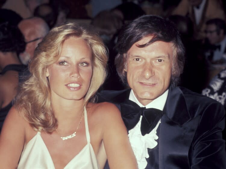 Sondra Theodore and Hugh Hefner (Photo by Ron Galella/Ron Galella Collection via Getty Images)