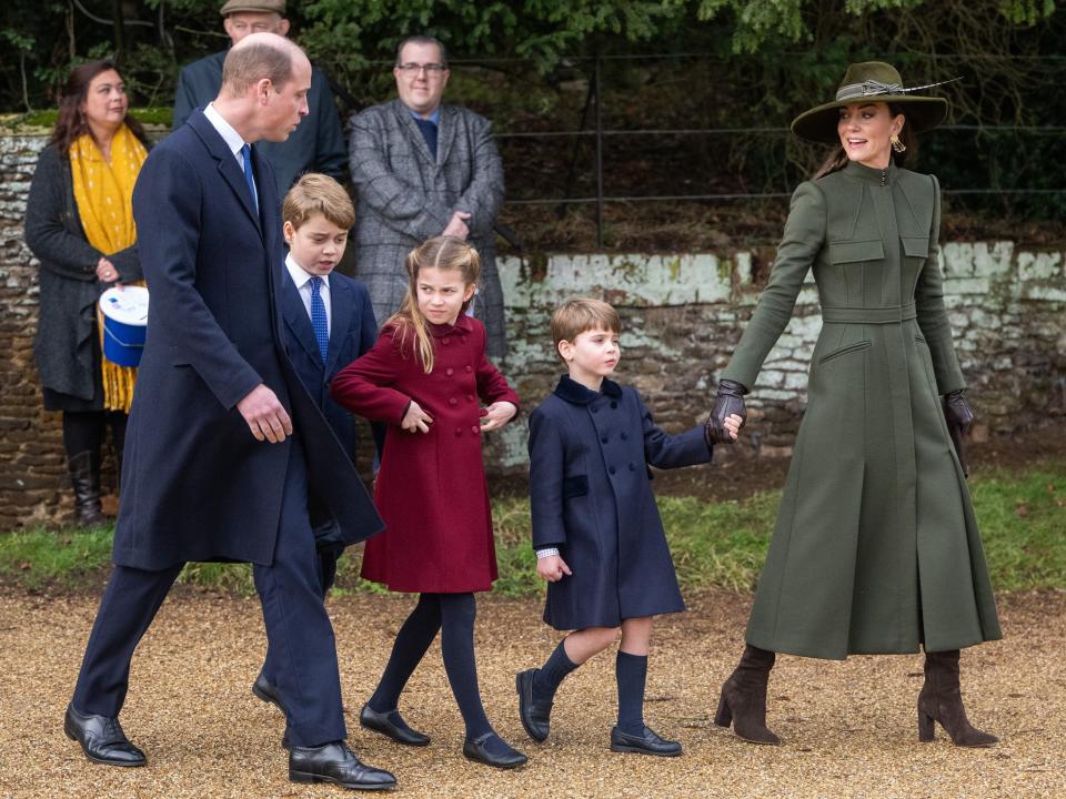 Prince William, Kate Middleton, and their children at Sandringham on Christmas Day in 2022