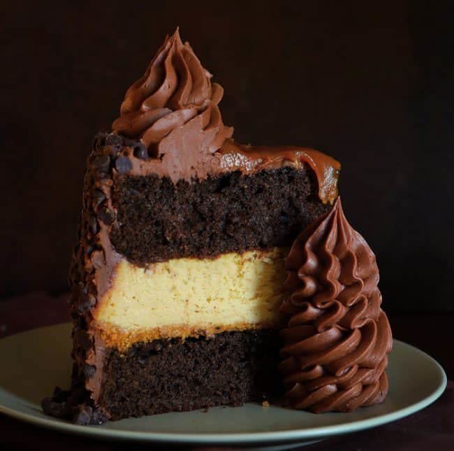 <strong>Get the <a href="https://iambaker.net/chocolate-caramel-cheesecake-cake/" target="_blank">Chocolate Caramel Cheesecake Cake</a>&nbsp;recipe from I Am Baker</strong>