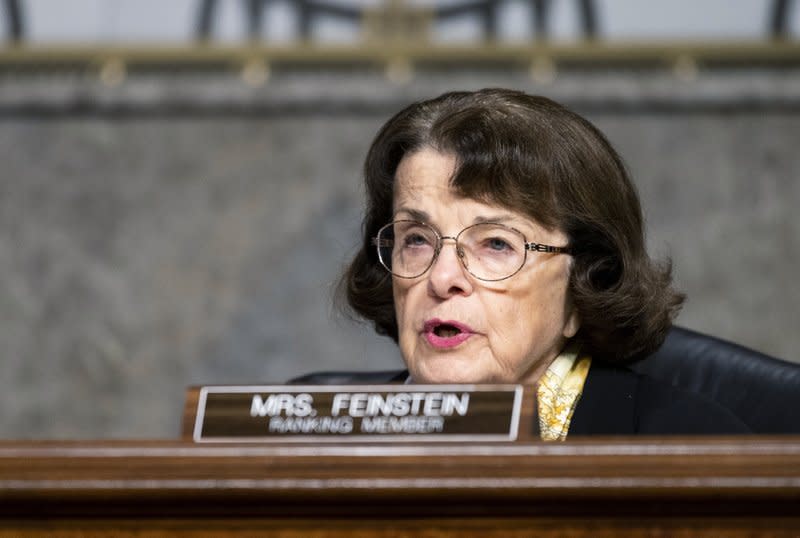 Sen. Dianne Feinstein, D-Calif., questions Mark Zuckerberg, Chief Executive Officer of Facebook, and Jack Dorsey, Chief Executive Officer of Twitter, during the Senate Judiciary Committee hearing on Facebook and Twitter’s actions around the closely contested election, Tuesday, Nov. 17, 2020 on Capitol Hill in Washington. (Photo By Bill Clark/CQ Roll Call)