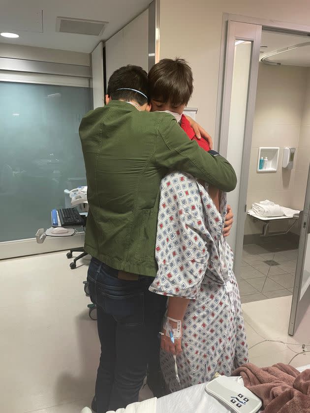 Oct. 17, 2022: After I spent three days officially listed at status 2, my doctor told me they'd found a heart that would be a match for me. My husband gathered our boys and drove to New York City so I could hug them one last time before surgery. I remember being upset that I couldn’t actually lift my arm because of my IV, so I just buried my head between them instead.