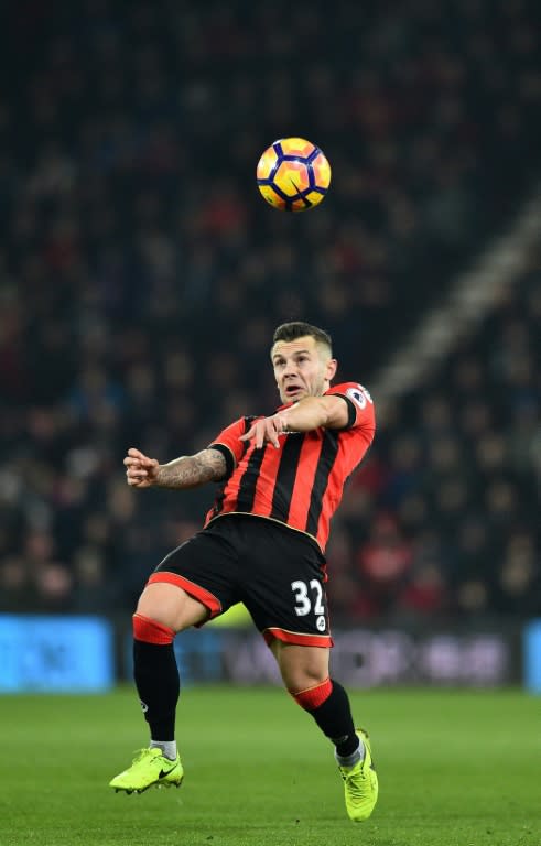 Bournemouth's midfielder Jack Wilshere controls the ball during the English Premier League football match between Bournemouth and Manchester City at the Vitality Stadium in Bournemouth, southern England on February 13, 2017