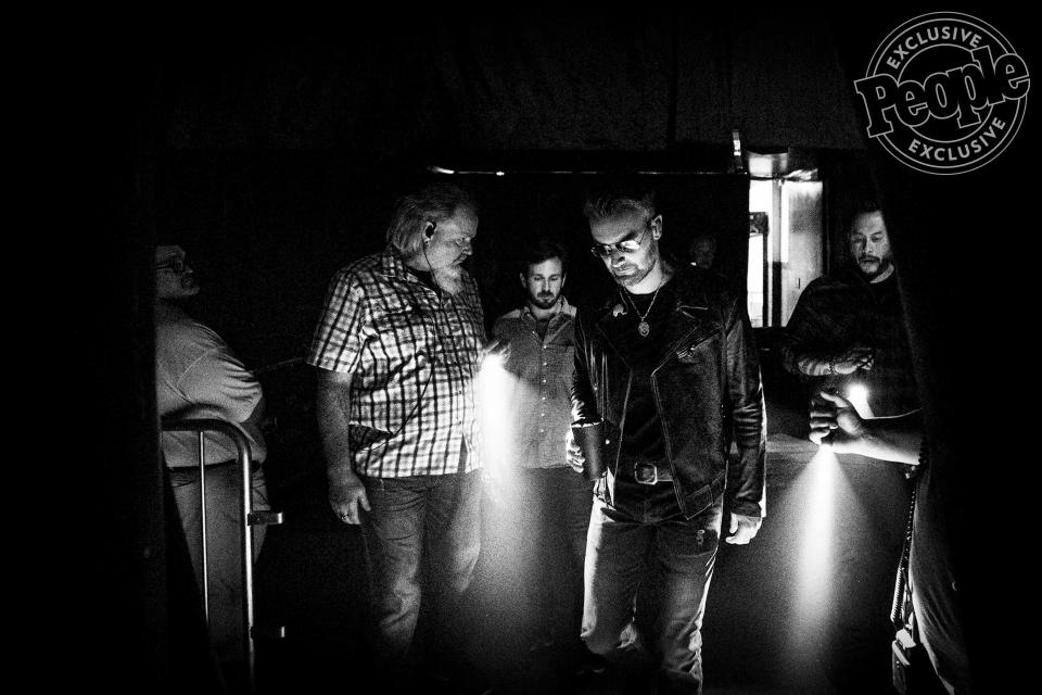 Church takes a moment to reflect in the minutes before taking the stage on Saturday evening for night two of the Double Down Tour in Chicago.