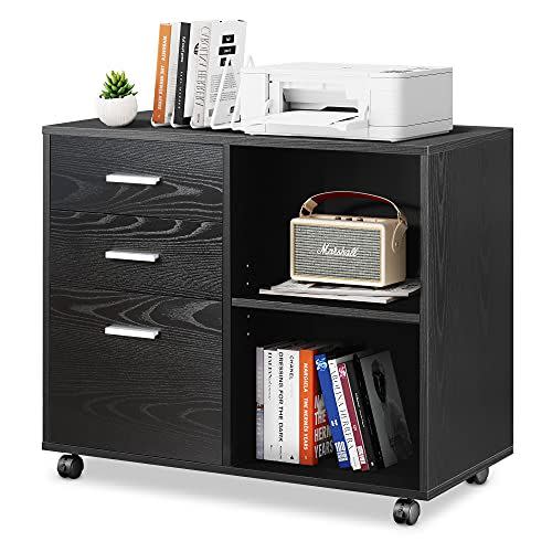 Three-Drawer Wood File Cabinet