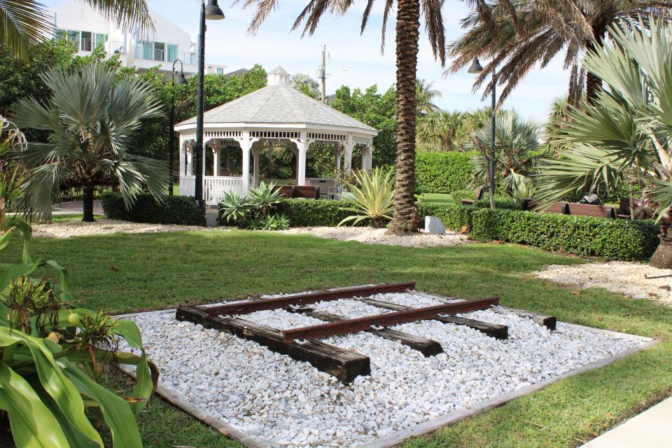 A piece of track from the Celestial Railroad, which linked Jupiter and Juno Beach in the 1800s, is on display at Town Hall Park in Juno Beach.
