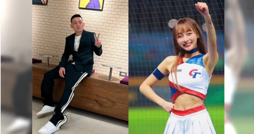 第五屆世界棒球經典賽（WBC）昨（10日）中華隊對陣義大利的比賽，台灣本土樂團玖壹壹的成員春風（左）親臨比賽現場，拍下林襄（右）和其他啦啦隊員跳舞的身影。（圖／翻攝自Instagram／@911_eo、95_mizuki）