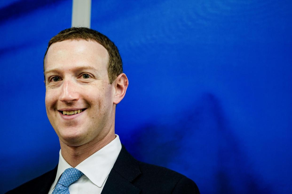 Founder and CEO of US online social media and social networking service Facebook Mark Zuckerberg reacts upon his arrival for a meeting with European Commission vice-president in charge for Values and Transparency, in Brussels, on 17 February 2020: (2020 Getty Images)